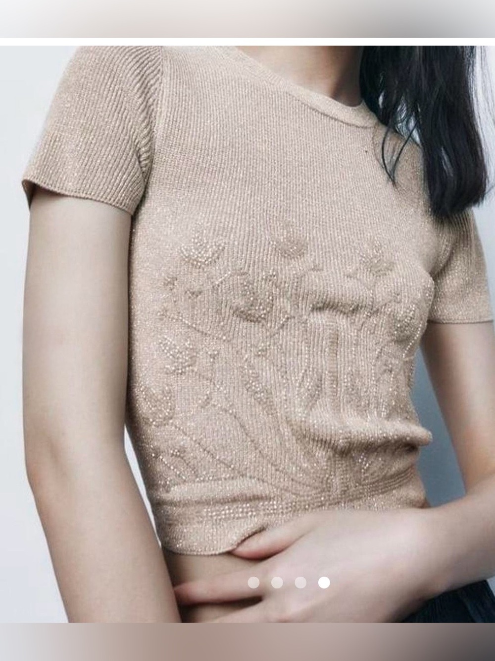 NWOT- Rare-Zara Knit Top w/ Metallic Thread and Open Back-Size S